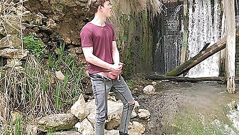 Hot Hunk Jerking His Big Dick (23cm) In Public Place Near The Dam/ teen 18+ Boy