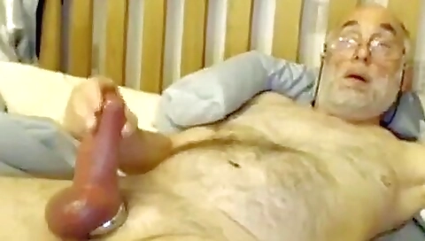 Bi Grandpa Plays With His Big Cock