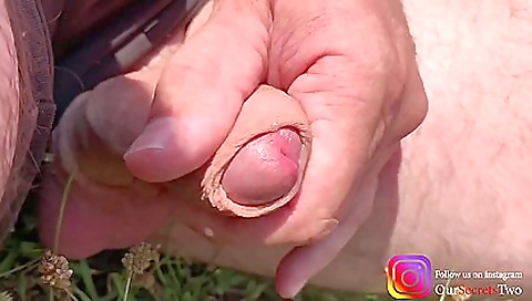 Guy Jerks Off At The Beach By The River With Two Girls On The Other Side - Very Risky Outdoor